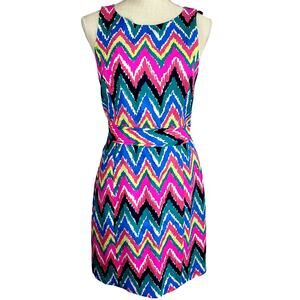 Lilly Pulitzer Size 4 Pink Retro 70's Dress Sleeveless Open Back #699